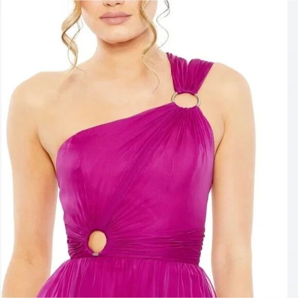 Mac Duggal Magenta Strappy One Should‎ A-Line Gown Sz 0 $498 55820 NEW - Picture 2 of 7